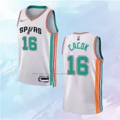 NO 16 Devontae Cacok Camiseta San Antonio Spurs Ciudad Blanco 2021-22
