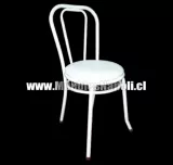 silla viena tapizada en color blanco estructura pintada blanca