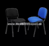 silla iso tapizada en tela azul y negra estructura pintada en color negro