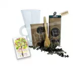 Tazón de vidrio más sachet con té, filtros y cuchara COD: *CORVID021