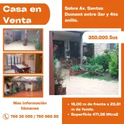 CASA EN VENTA Sobre Av. Santos Dumont entre 3er y 4to anillo.