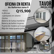 Oficina en renta zona 9 avenida reforma de 185m2