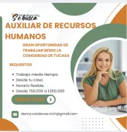 AUXILIAR DE RECURSOS HUMANOS MEDIO TIEMPO con o sin experiencia.