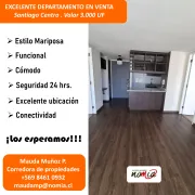 Venta Depto. 2D+2B cómodo y funcional en Santiago Centro