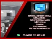 Instalación enchapes remodelación baños cocinas