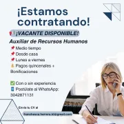 Vacante medio tiempo área administrativa / recursos humanos