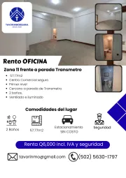 Oficina en primer nivel zona 11 anillo periferico con seguridad