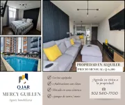 RENTA APARTAMENTO EN ZONA 11 PARQUE SAN JORGE 2 HABITACIONES